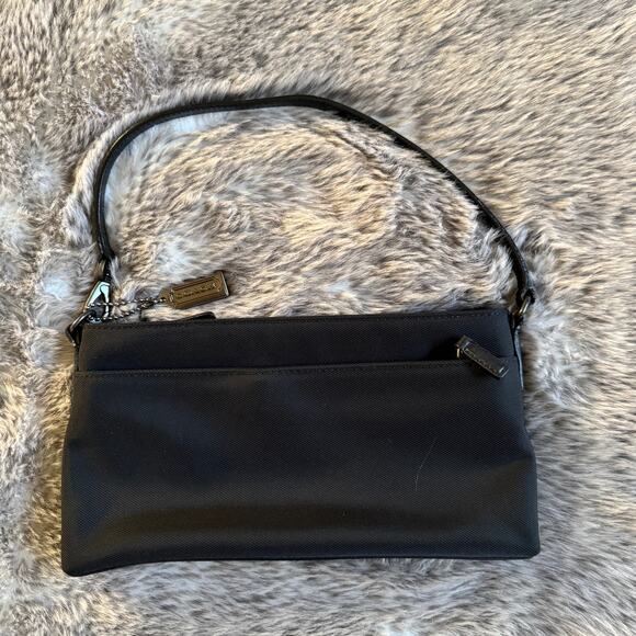 Vintage Coach Black Nylon Mini Shoulder Clutch Bag Removable Strap EUC Evening - Picture 11 of 13